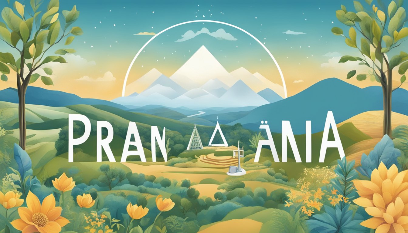 A landscape with the word "Prana" prominently displayed, surrounded by symbols and imagery representing support for Israel