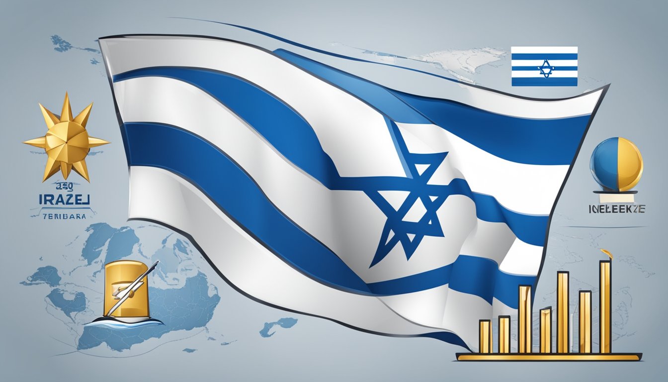 Icebreaker logo with Israel flag, trade graphs, and handshake