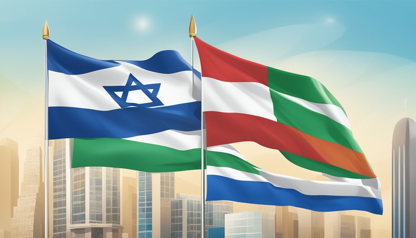 Costa logo displayed alongside Israeli flag at business expo