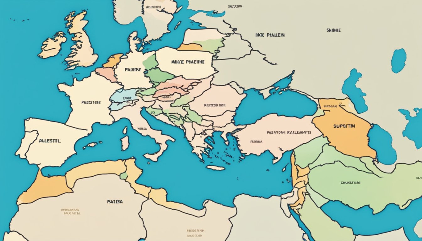 Nike's global presence shown through world map with highlighted regions. Text overlay asks, "Does Nike support Palestine?"