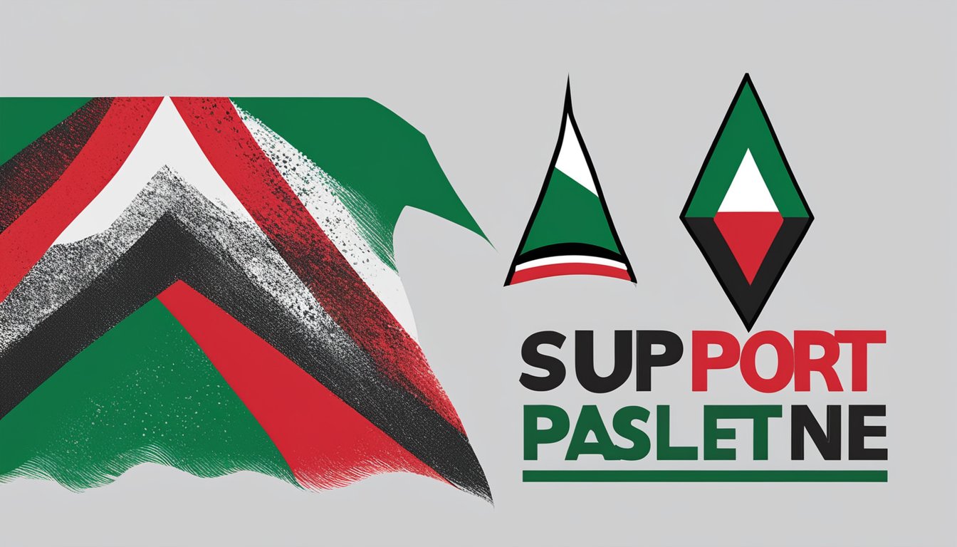 Reebok logo alongside Palestinian flag, with text "Support Palestine" in bold letters