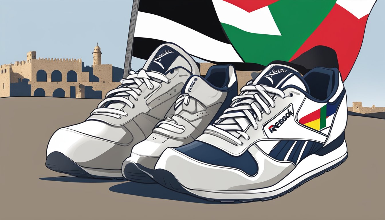 Reebok's logo displayed alongside Palestinian flag, with positive engagement from consumers