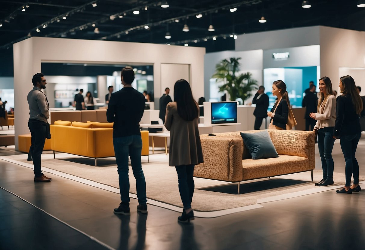 Visitors admire modern furniture displays at Expo expo