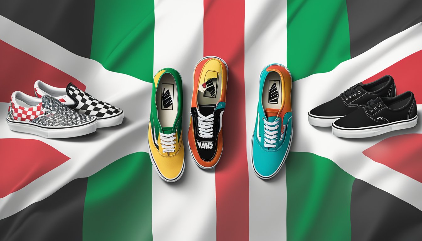 Vans logo next to flags of Palestine and other brands