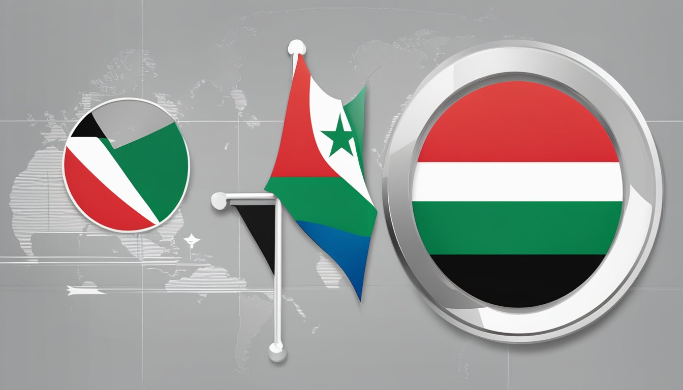 A Quiksilver logo displayed alongside the Palestinian flag, with a chart showing economic data in the background