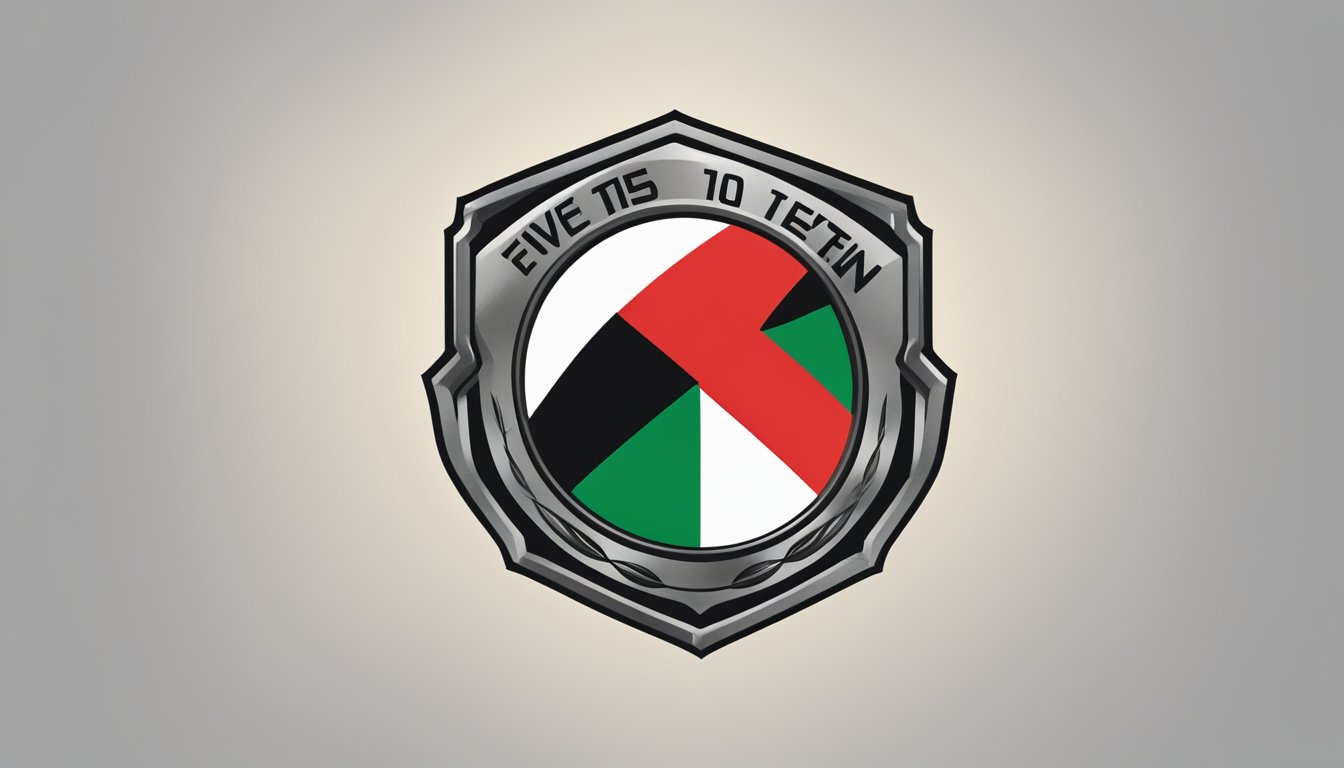 Five Ten logo displayed with a Palestinian flag in the background