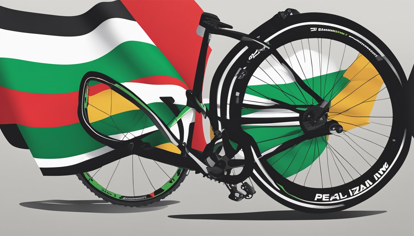 A Pearl Izumi logo displayed alongside the Palestinian flag and a message of solidarity