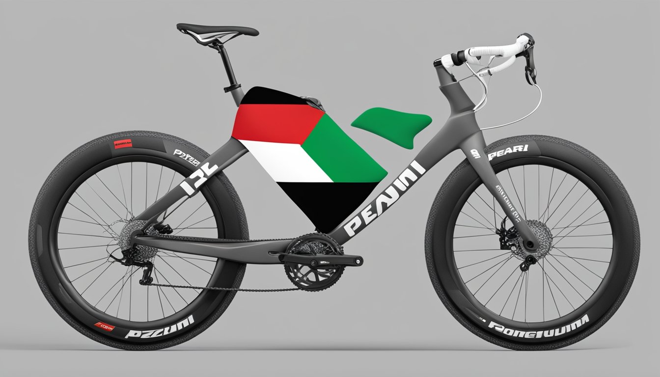 Pearl Izumi logo displayed on a website with a section dedicated to consumer protection and e-commerce. A Palestinian flag is visible in the background