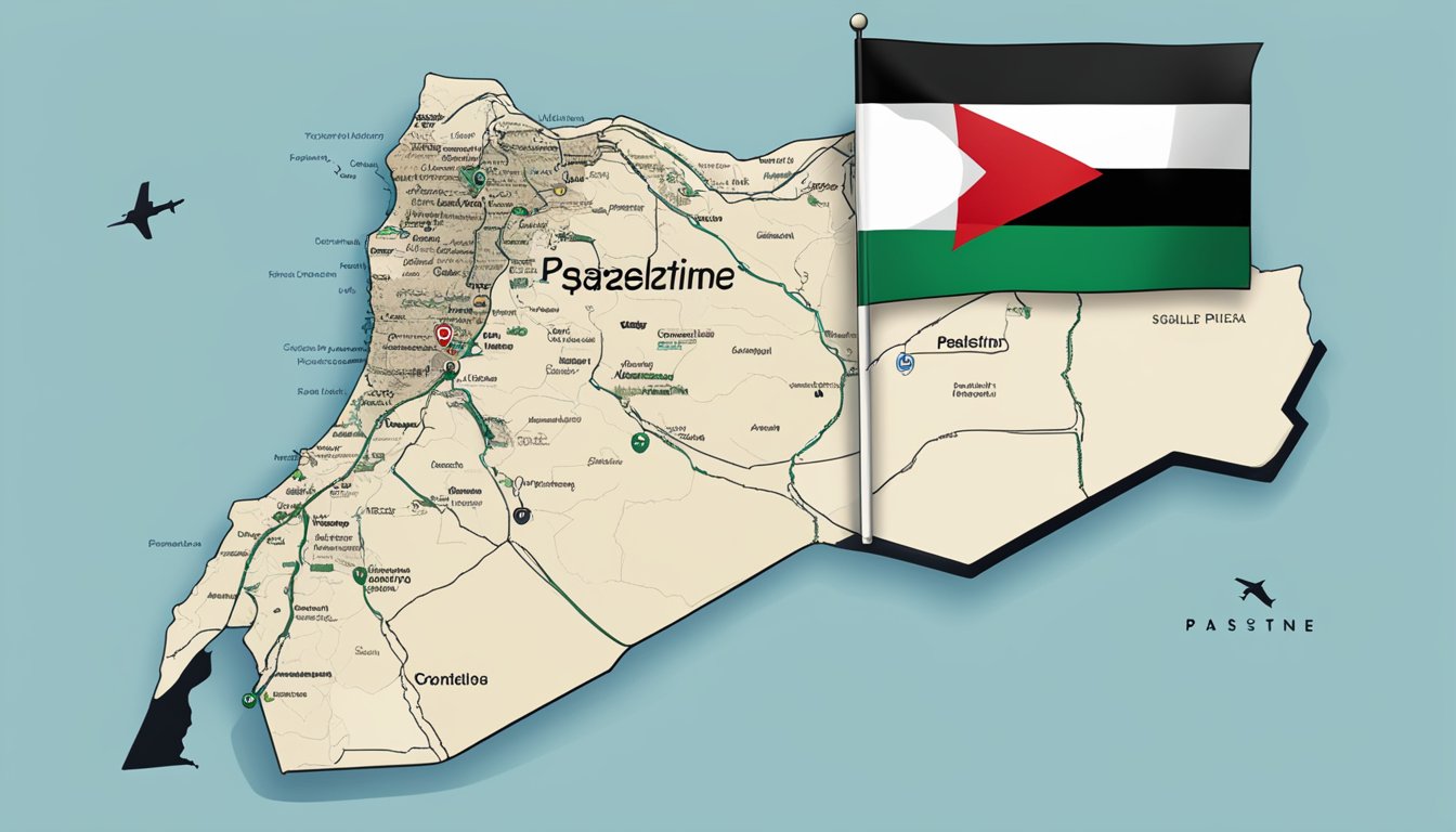 Specialized's logo displayed next to a map of Palestine with a caption expressing support for the region