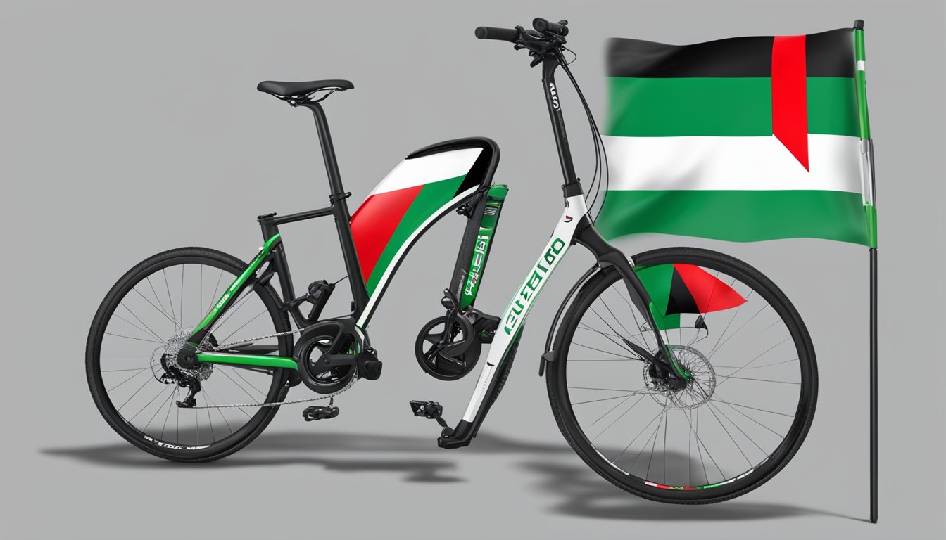 Elliptigo products displayed in support of Palestine, with the Palestinian flag prominently featured