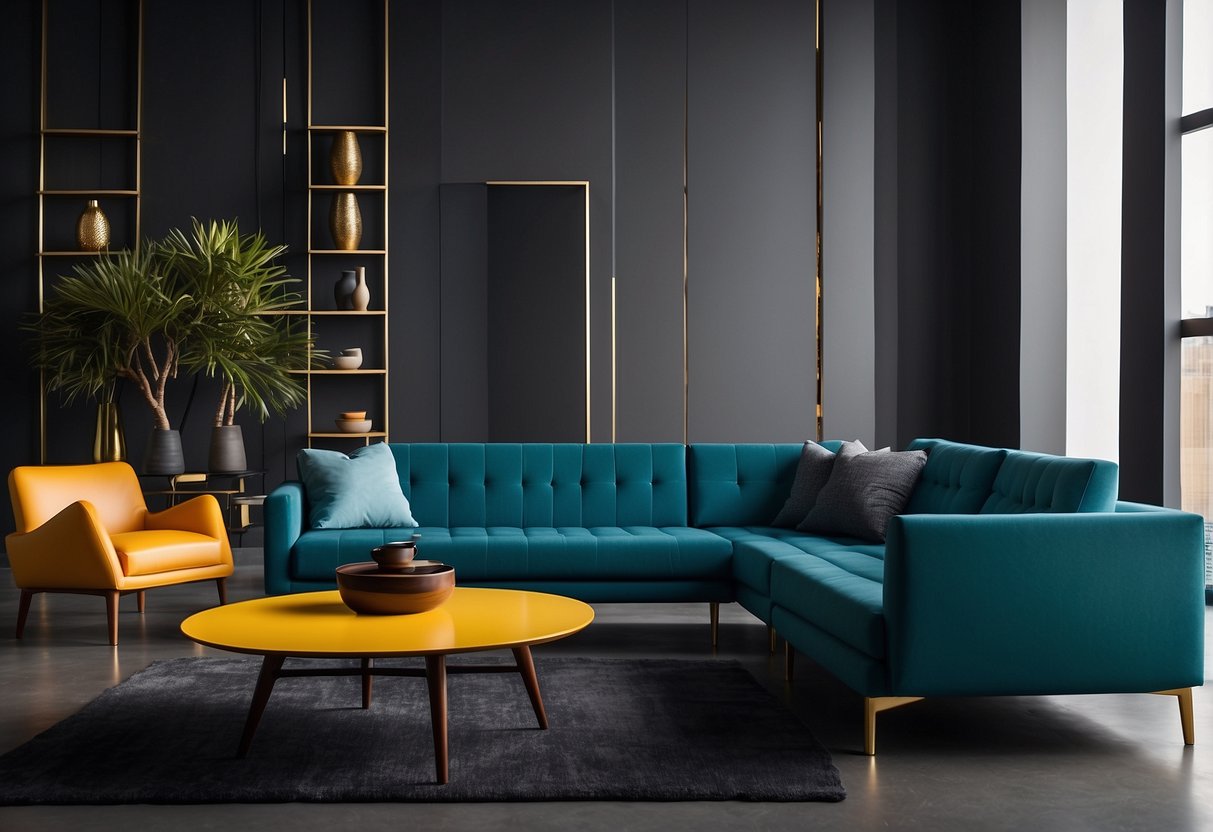 Rozel Furniture's sleek designs and vibrant colors pop against a minimalist backdrop, showcasing their modern aesthetic and attention to detail