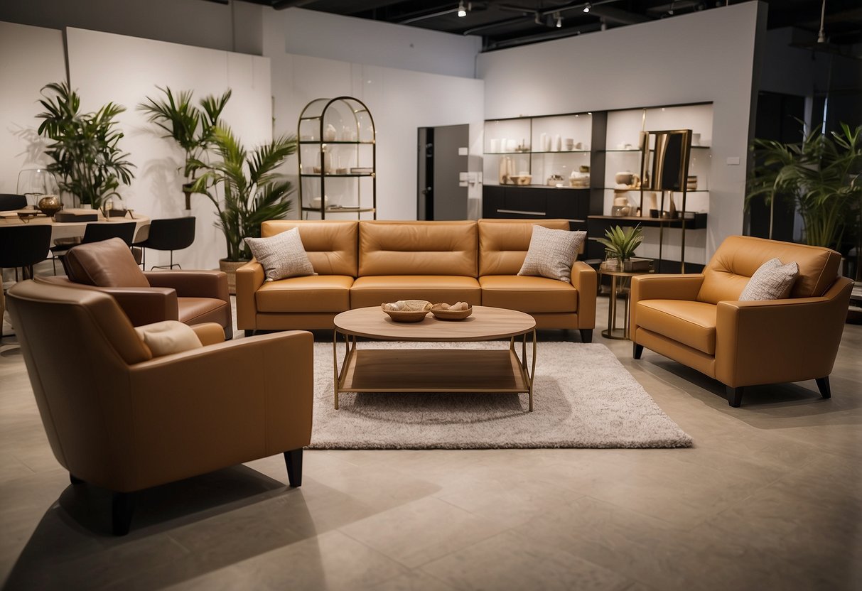 A showroom displaying four star furniture range. Various pieces arranged in a well-lit space, showcasing the quality and variety of the products