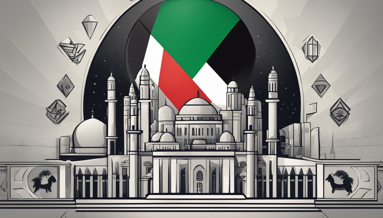 Black Diamond logo alongside Palestinian flag, surrounded by supportive political and organizational symbols