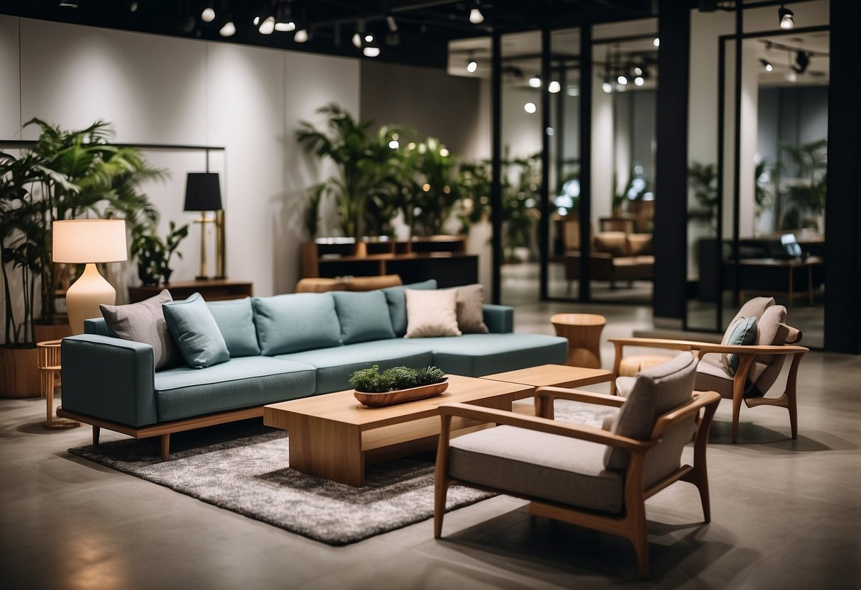 A showroom in Singapore displays modern furniture for sale