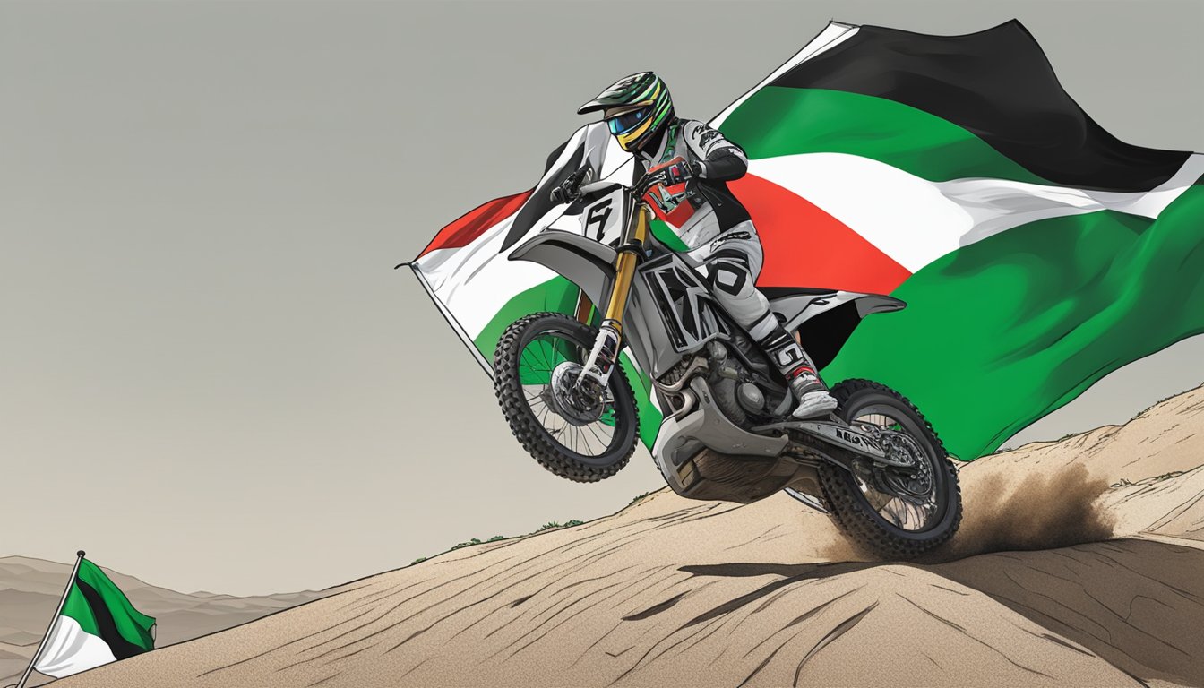 Fox Racing supports Palestine. The scene depicts the Fox Racing logo alongside the Palestinian flag, symbolizing their political involvement