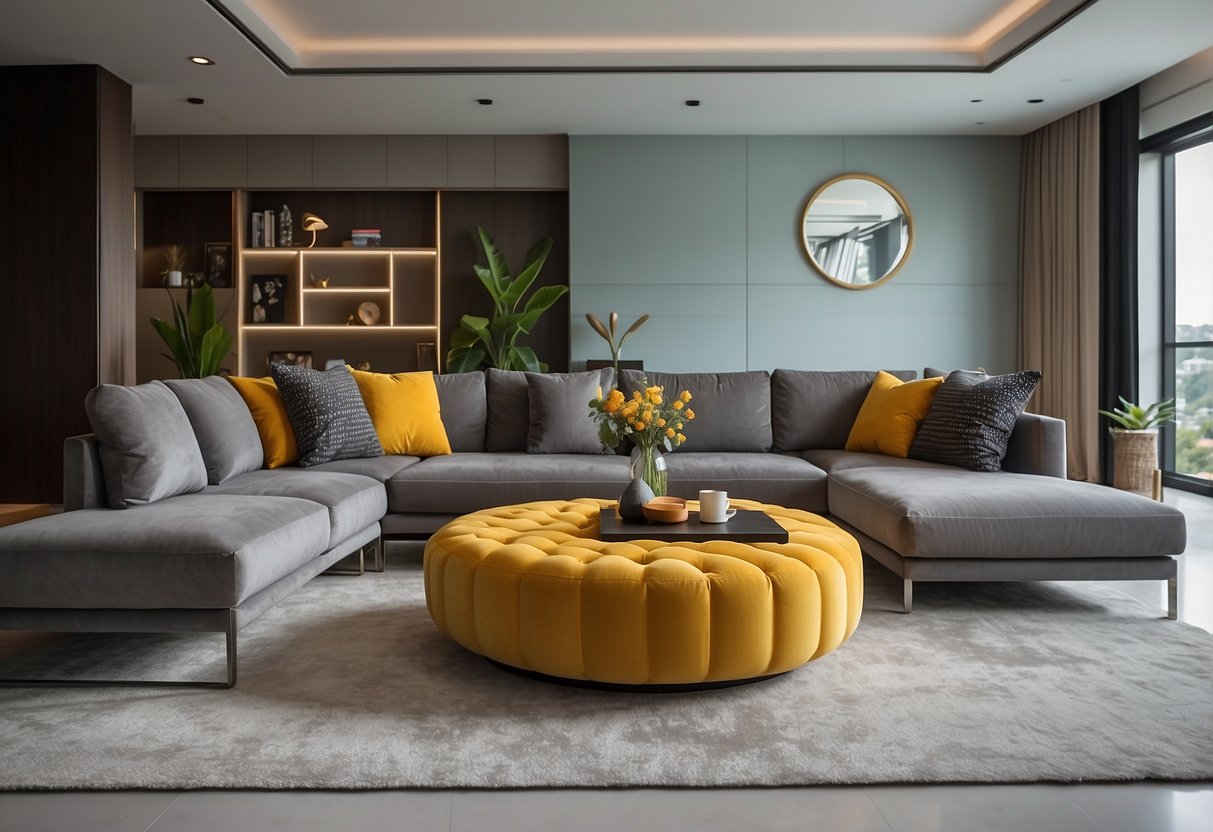 A modern living room with sleek furniture and vibrant decor, showcasing the quality and variety offered by Lian Huat Furniture Rental