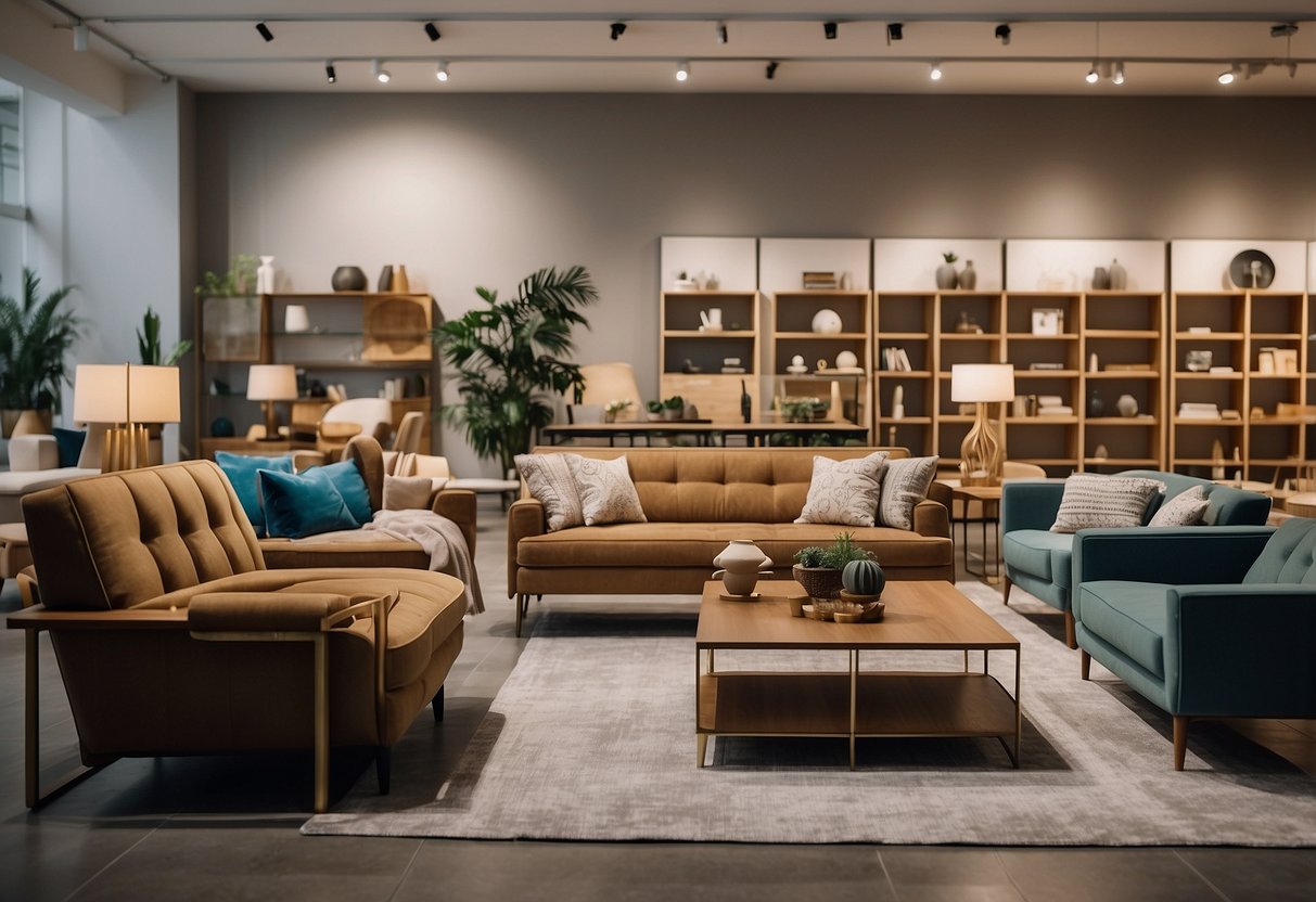 Customers browsing through a wide array of furniture options, from sofas and tables to beds and chairs, in the spacious and well-lit showroom of IMM Furniture