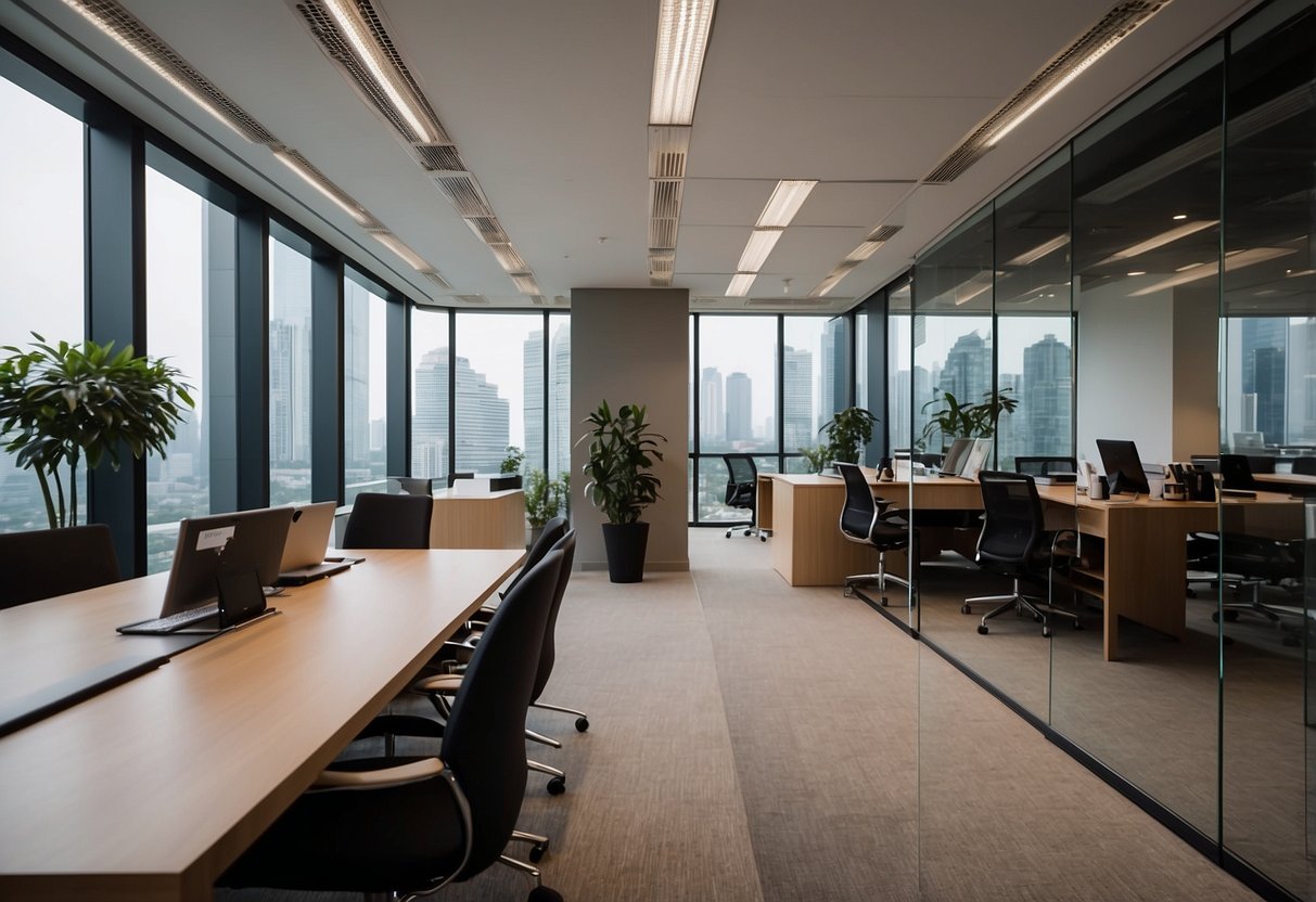 A modern office space at 15 Tai Seng Drive, filled with sleek furniture and contemporary decor
