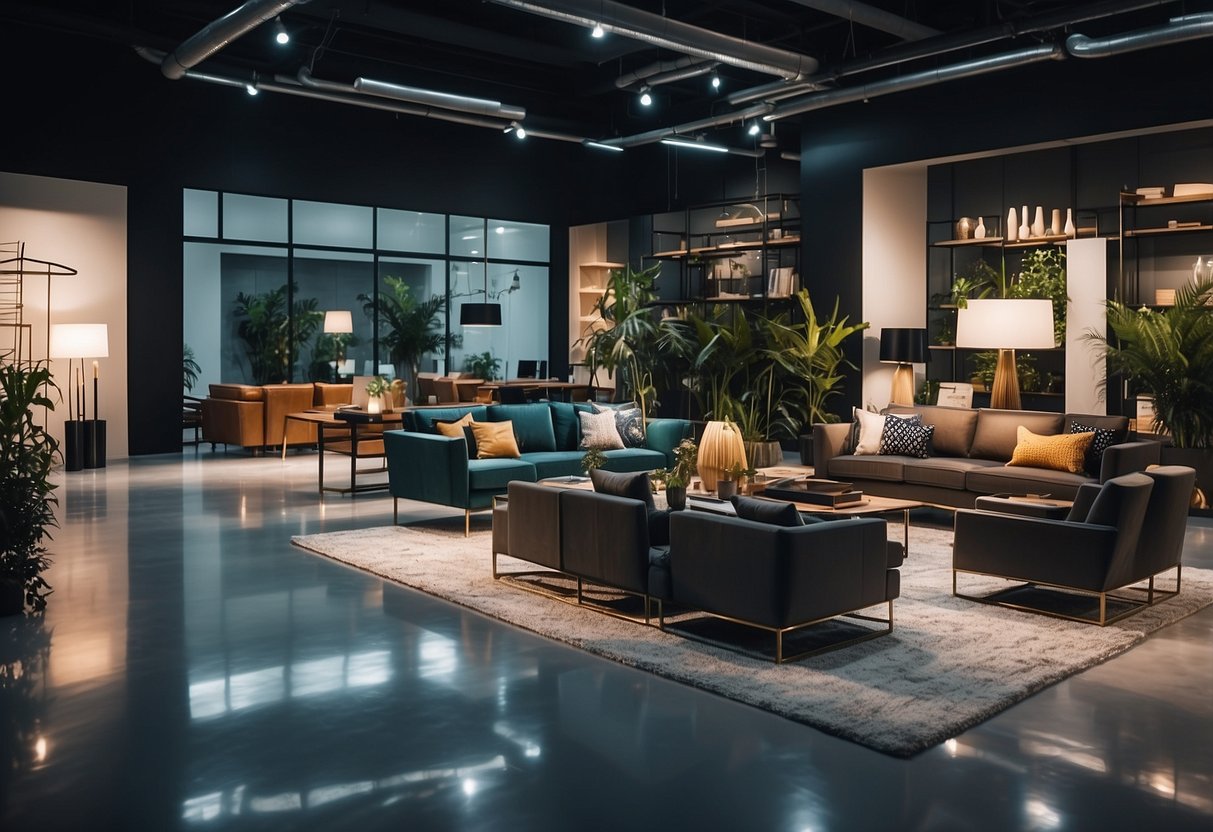 A modern mart furniture showroom with sleek designs and bright lighting