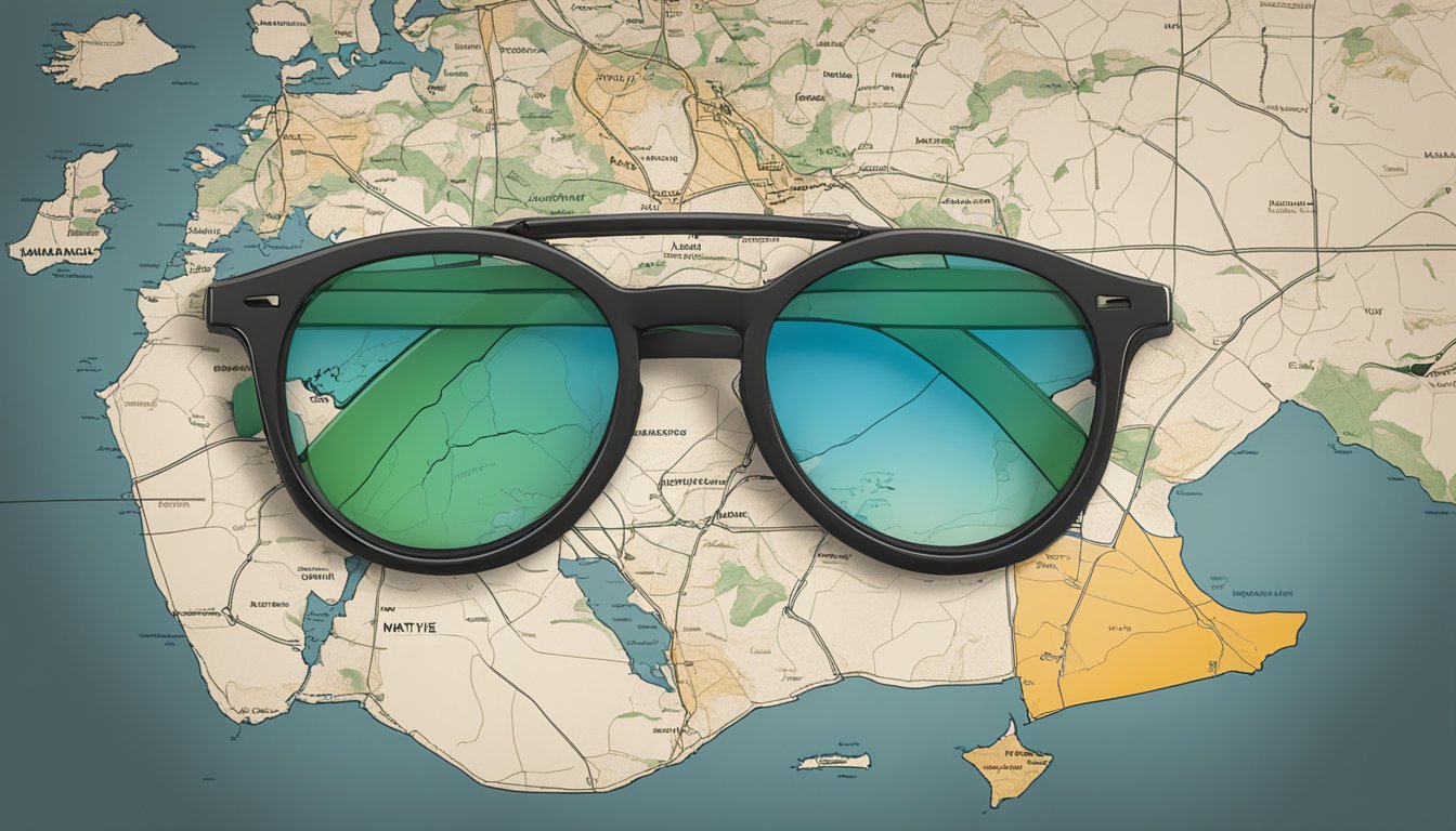 Native Eyewear's logo displayed with a map of Palestine in the background