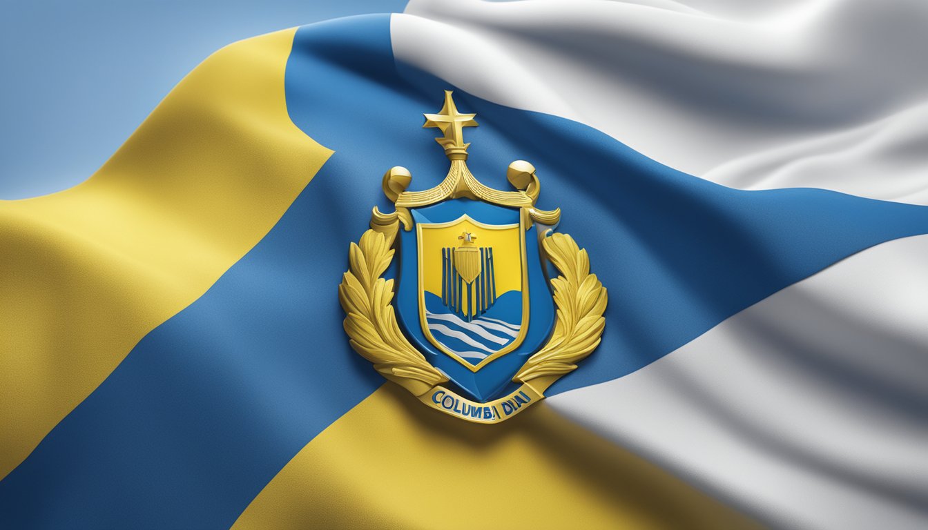 Columbia Sportswear logo with Ukraine flag in background