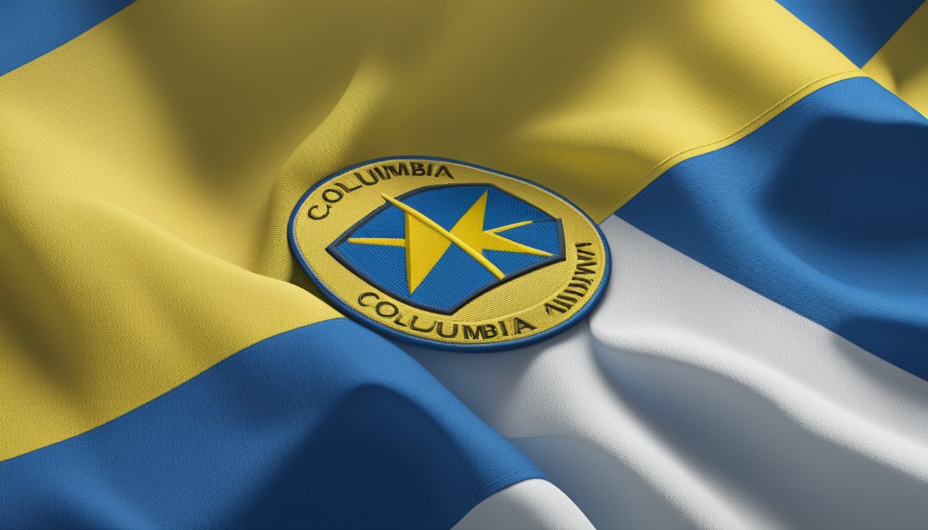 Columbia Sportswear logo displayed next to Ukrainian flag, with a statement supporting Ukraine's political stance