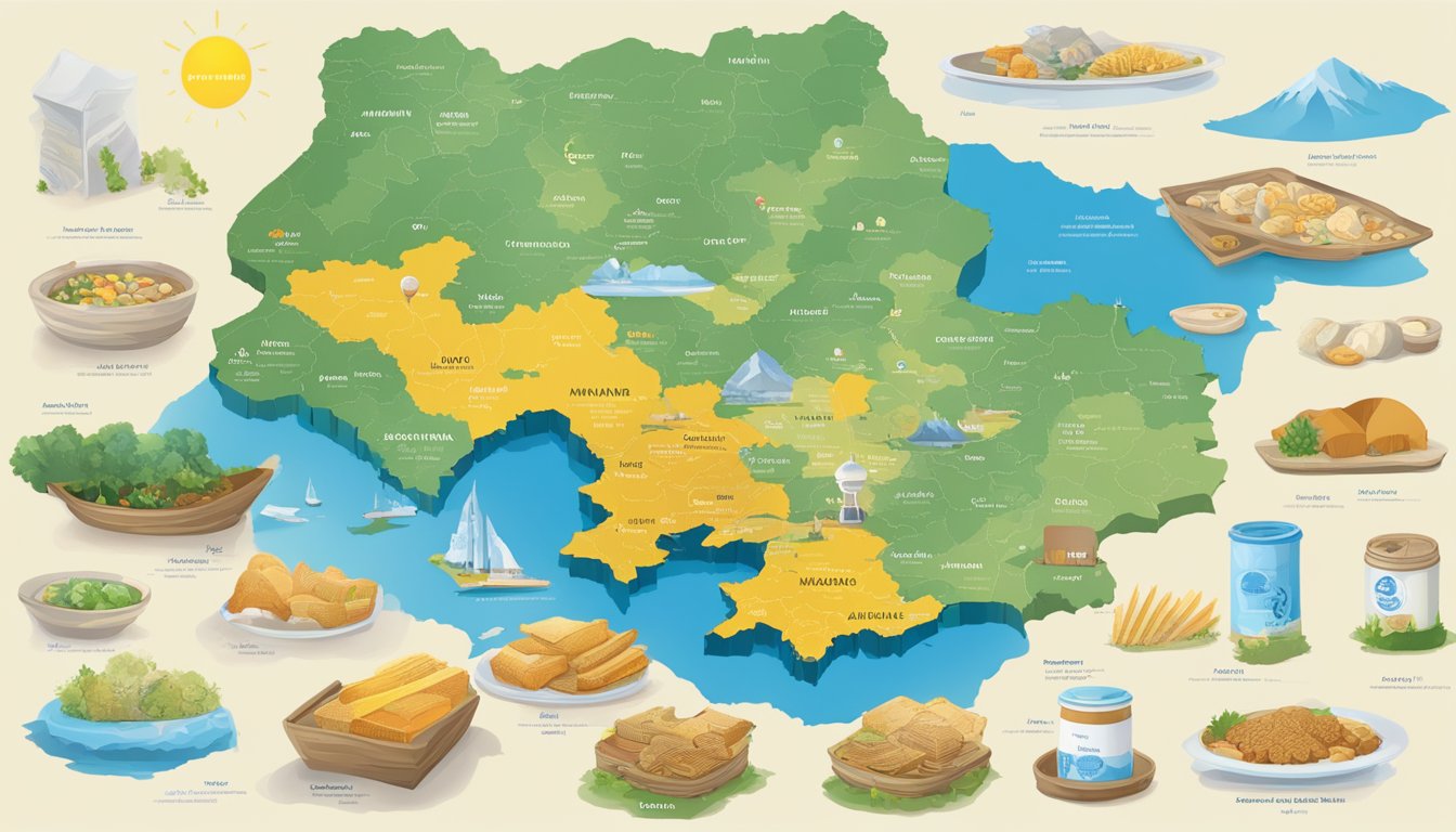 Mizuno's Aid and Contributions: A map of Ukraine with a spotlight on it, surrounded by various forms of aid such as food, medical supplies, and monetary donations