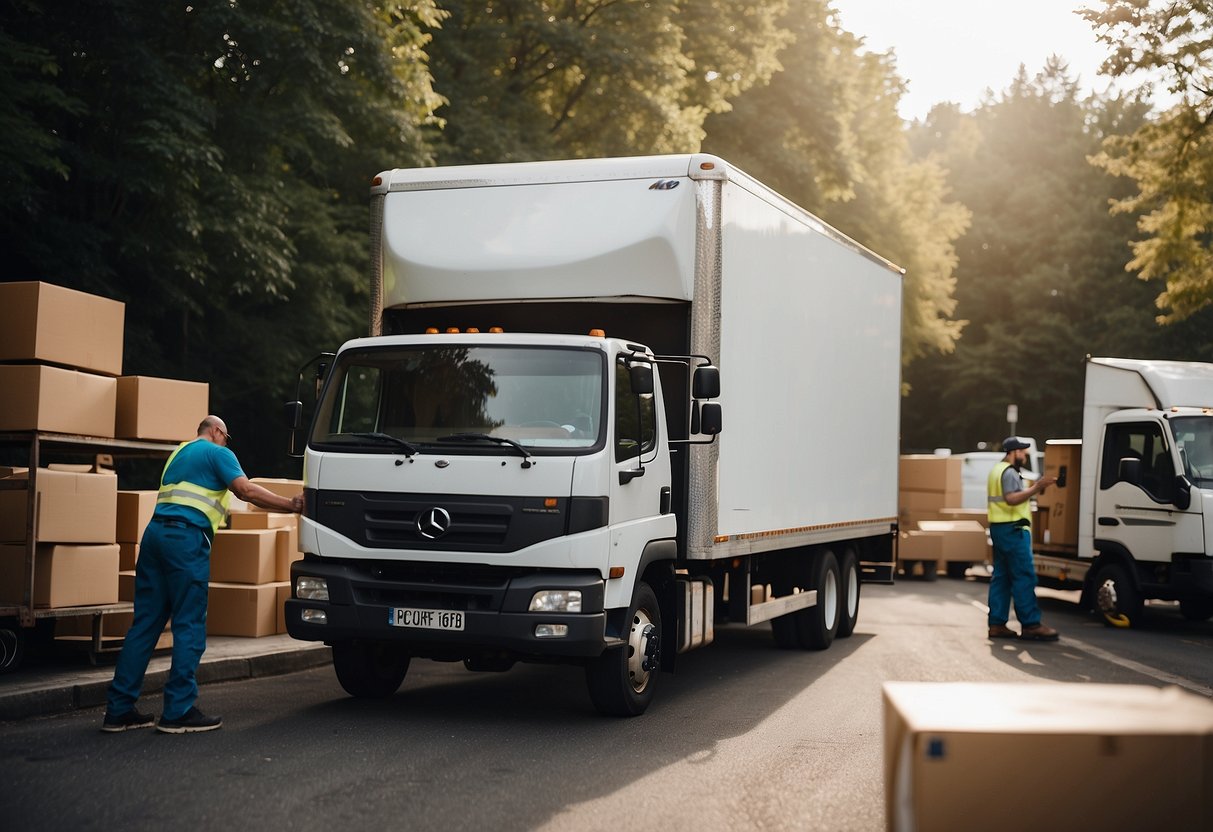 Furniture being loaded into a charity truck