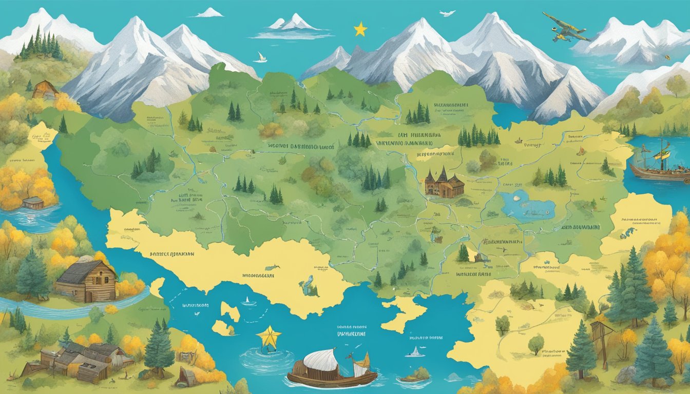 Patagonia's response: a map of Ukraine with a supportive message, surrounded by peaceful imagery and symbols of solidarity