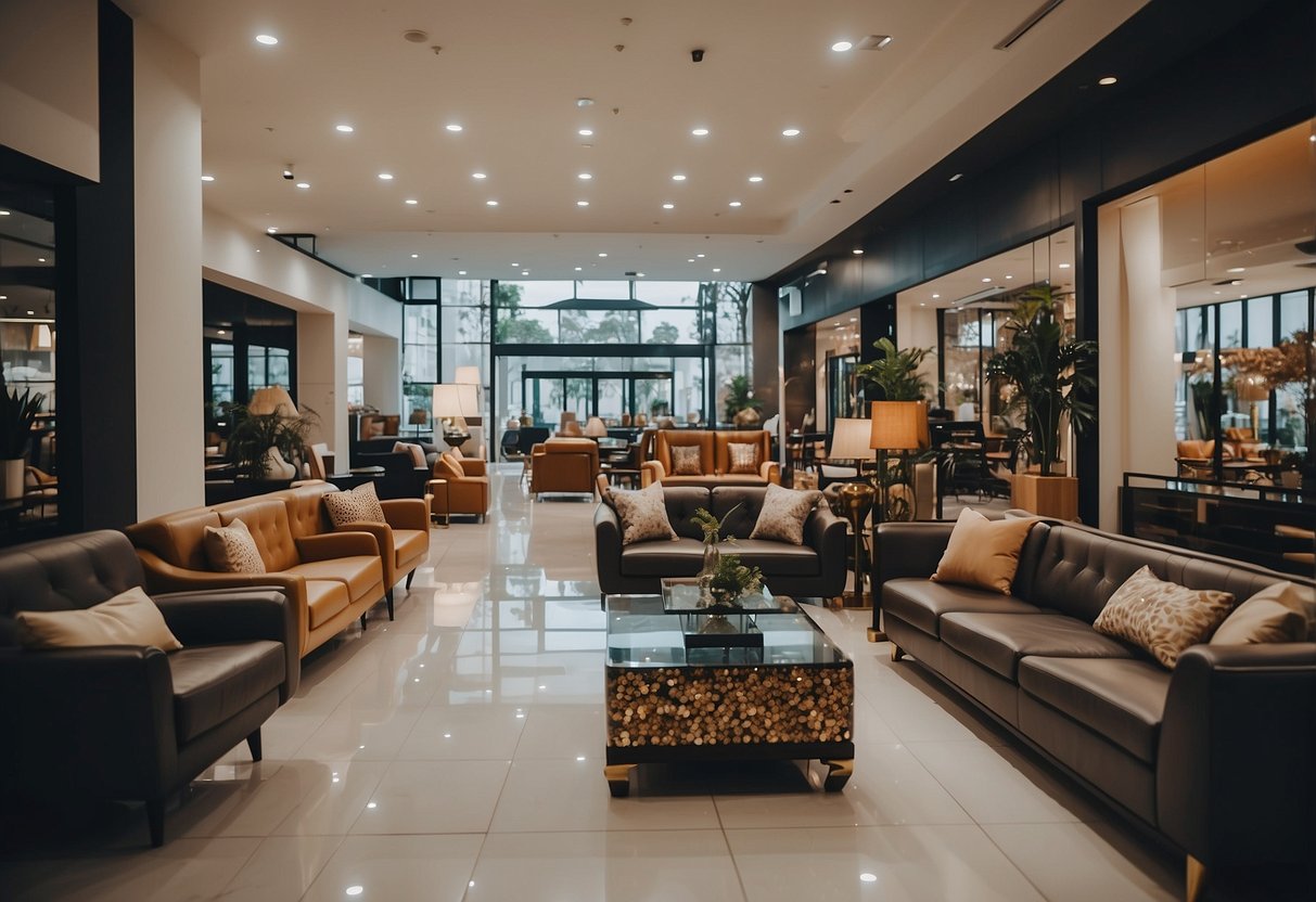 A bustling furniture shop in Johor Jaya with a wide array of stylish and modern furniture pieces on display