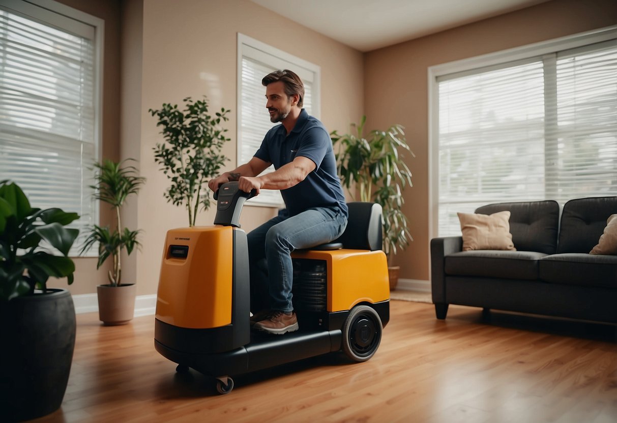 Air furniture mover lifts and moves heavy furniture effortlessly. It hovers above the ground, emitting a soft hum