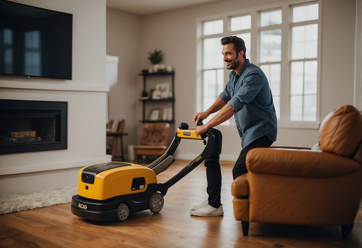 A furniture mover effortlessly glides across the floor, answering FAQs with ease