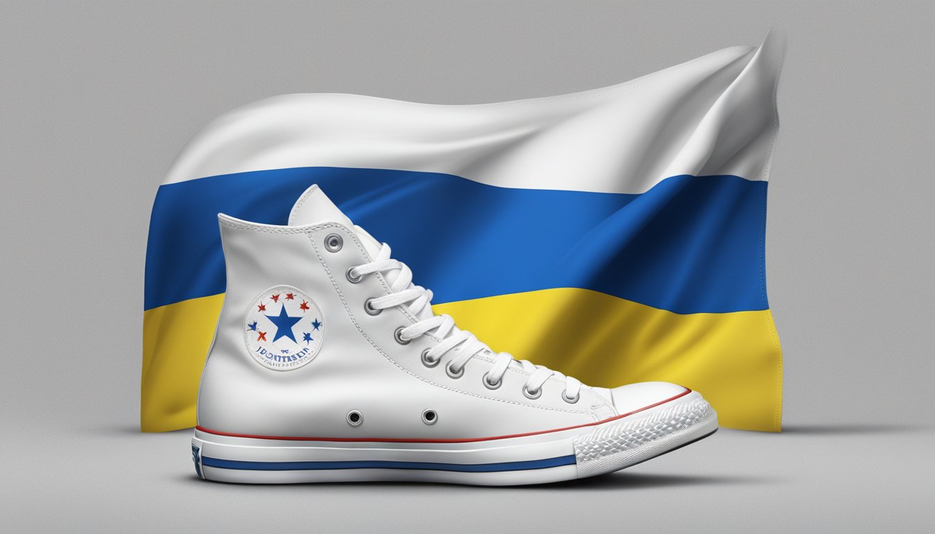 Converse's Stance on Ukraine: Flag with Converse logo in front of Ukrainian flag, showing support