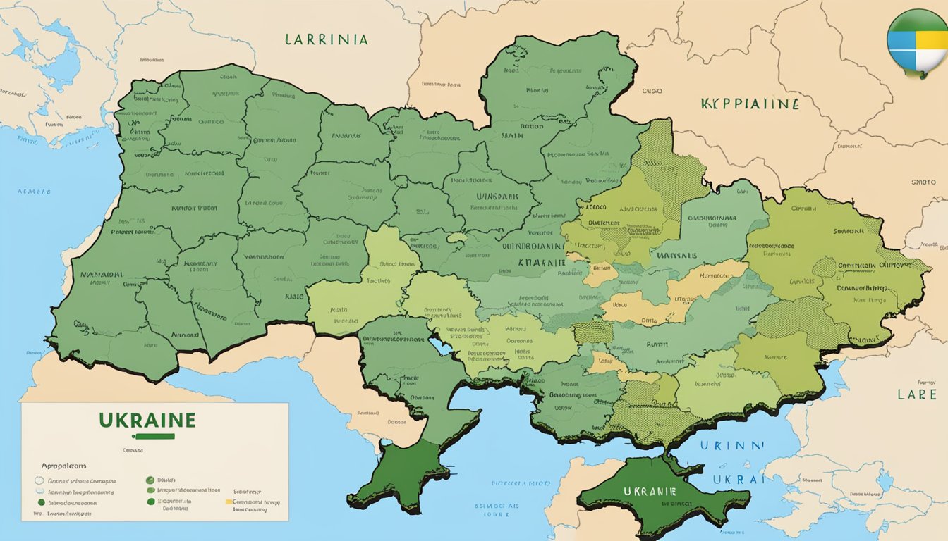 A map of Ukraine with a prominent display of the Merrell logo and a caption expressing support