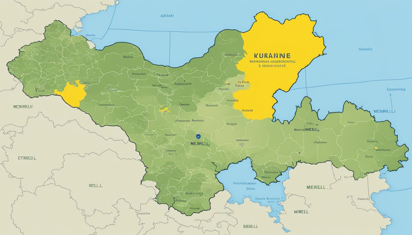 Merrell's Support: Ukraine map with a visible aid symbol from Merrell