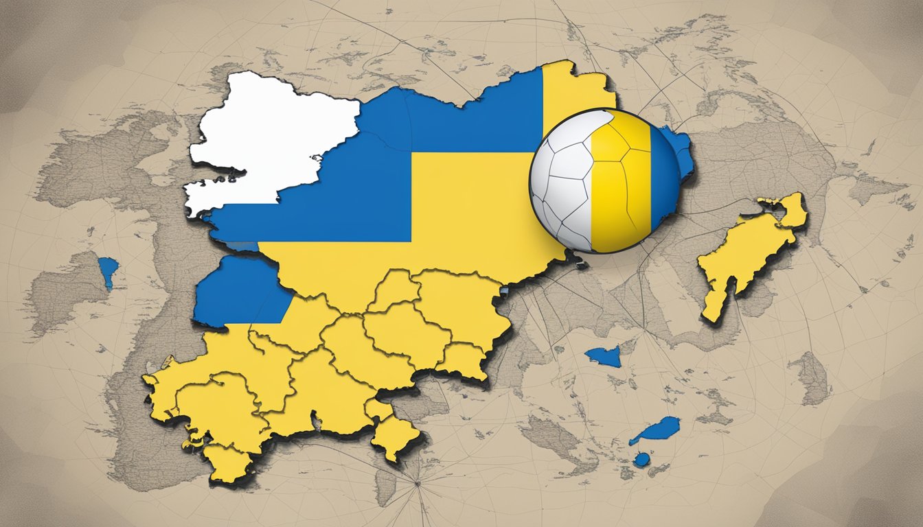 Salomon's Support Initiatives: a logo on a flag with a map of Ukraine, surrounded by symbols of aid and assistance