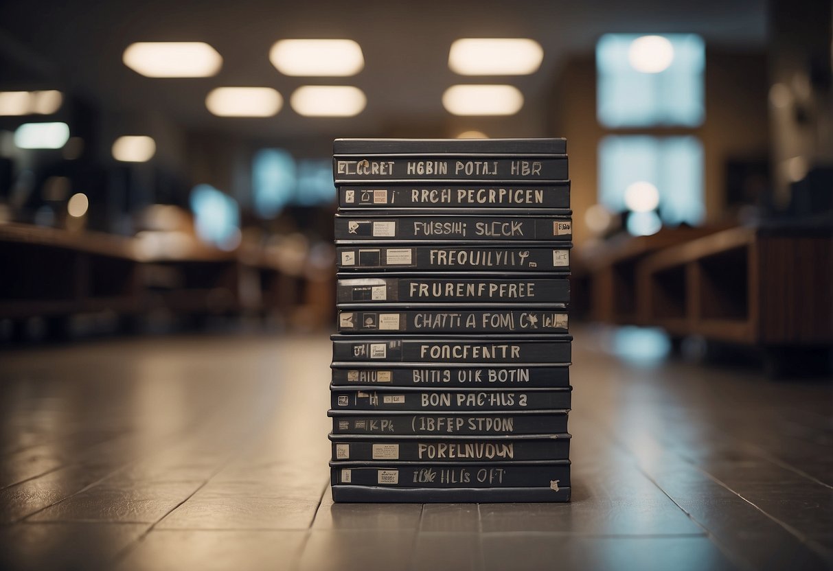 A stack of gutta percha furniture with a "Frequently Asked Questions" sign on a clean, modern floor