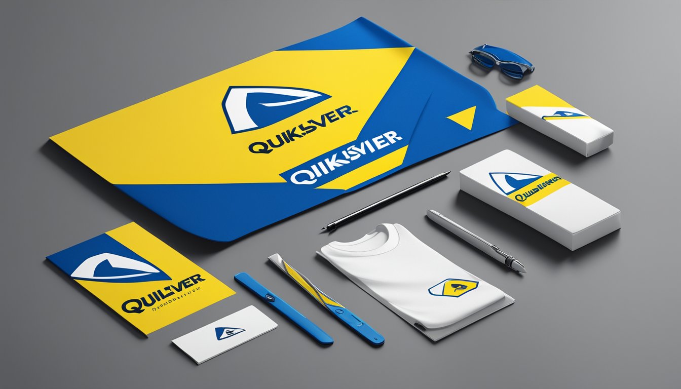 Quiksilver logo incorporated with Ukrainian flag, displayed on promotional materials and products