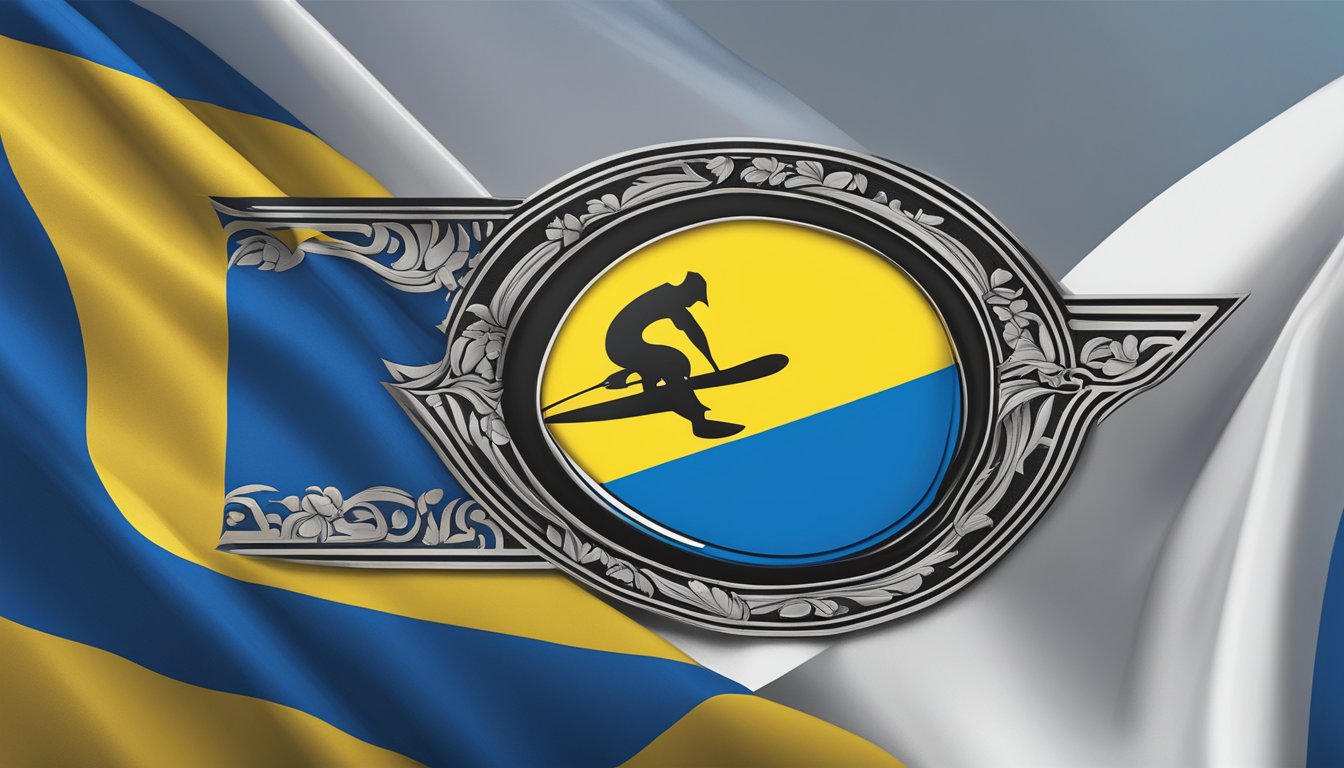 Quiksilver logo displayed on Ukrainian flag at international event