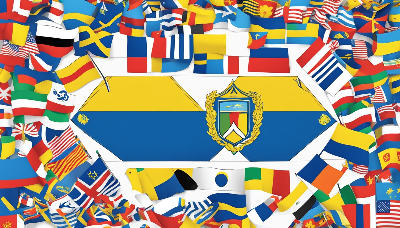 Quiksilver logo surrounded by flags of Ukraine and other nations, symbolizing support and collaboration