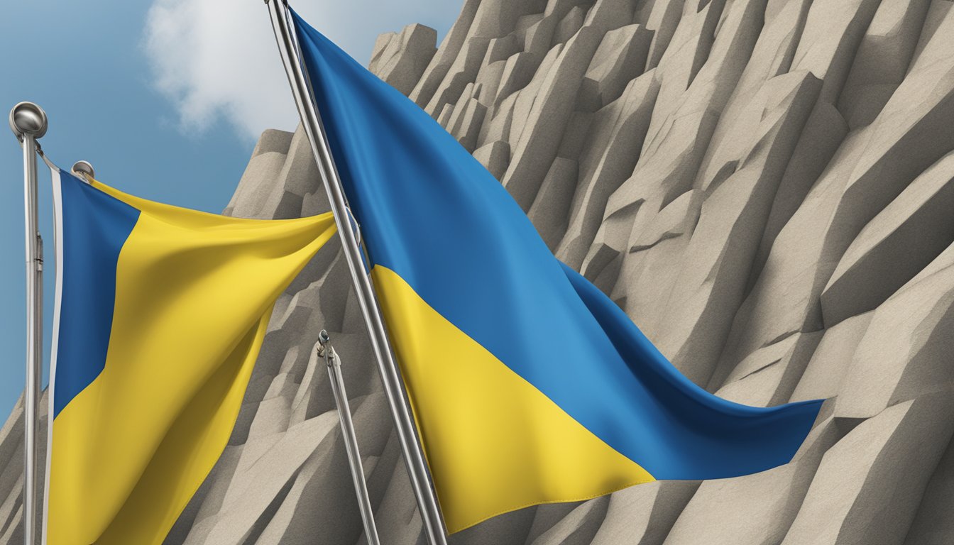 Quiksilver logo displayed alongside Ukrainian flag, symbolizing private sector support for Ukraine