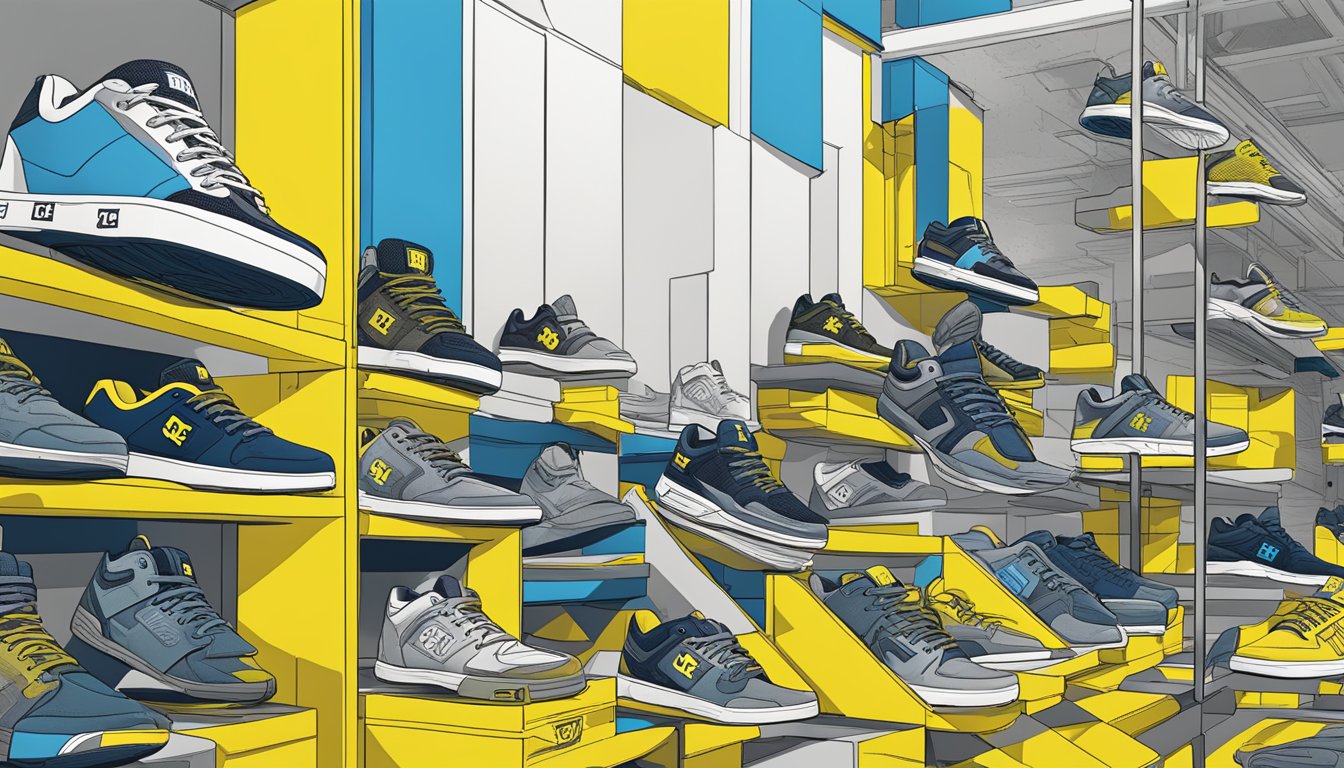 DC Shoes supports Ukraine with product contributions and initiatives. The scene could depict a collection of shoes being donated or a promotional event showcasing the support for Ukraine