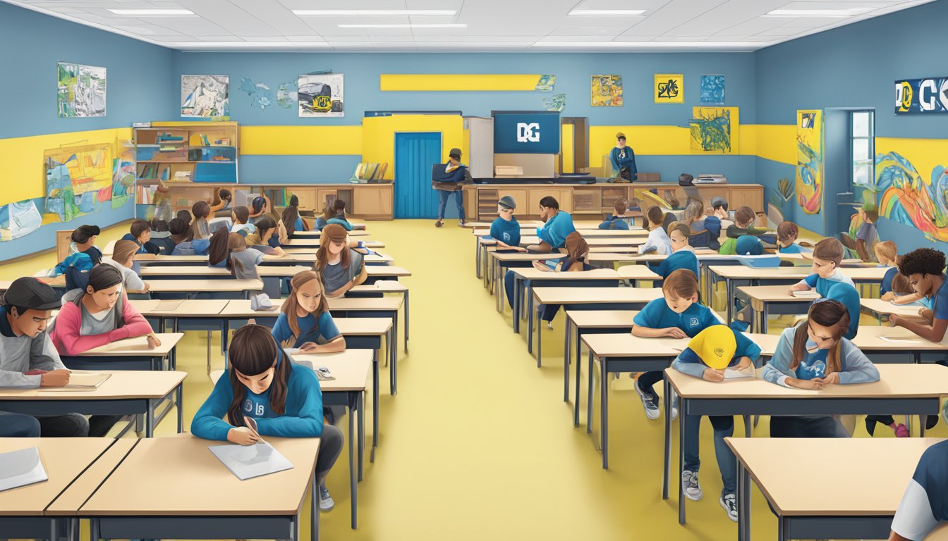 DC Shoes supports Ukraine through educational outreach and employee involvement. An illustration could show a classroom setting with the DC Shoes logo and employees engaging with students