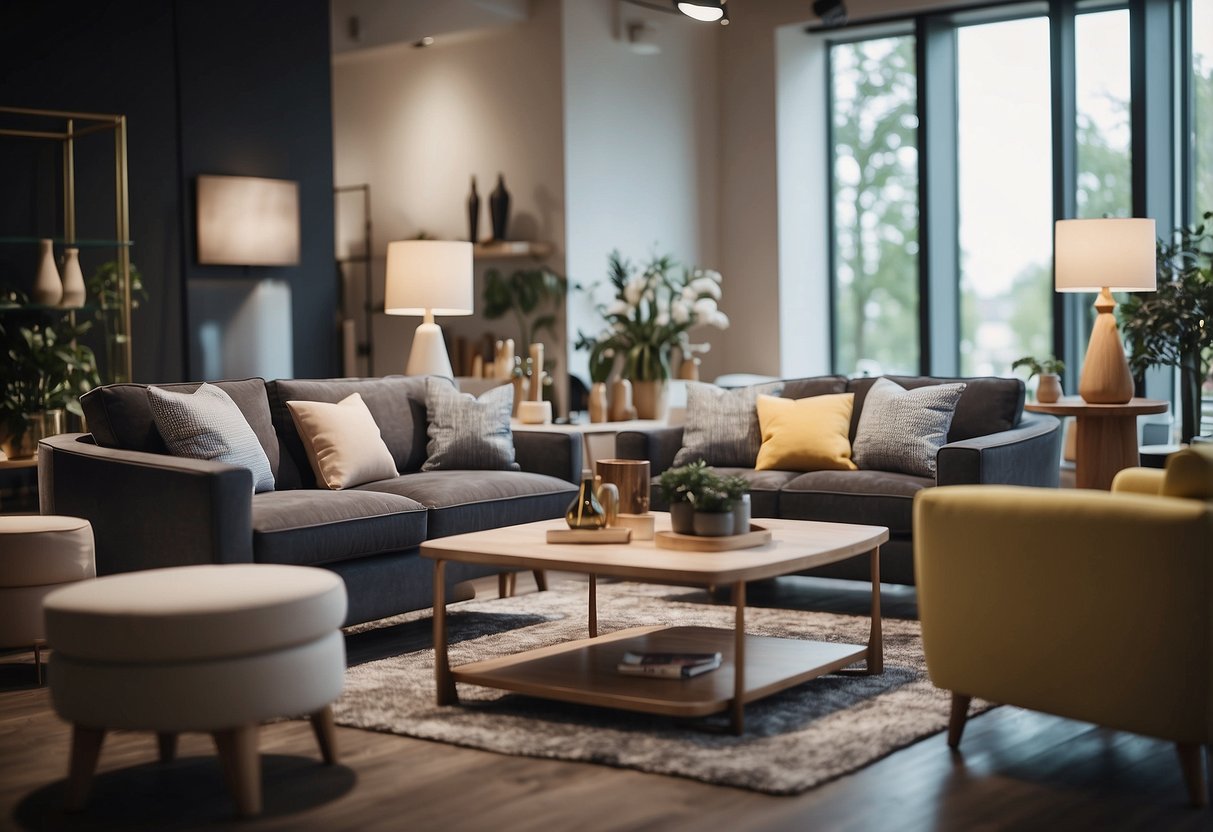A customer carefully selects and purchases modern furniture from a showroom. Later, they lovingly care for the pieces in their stylishly decorated home