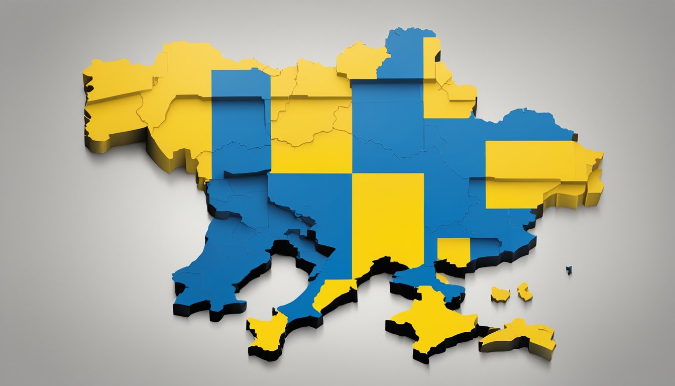 A map of Ukraine with the letters "TYR" displayed in bold, supporting imagery such as a Ukrainian flag or symbol