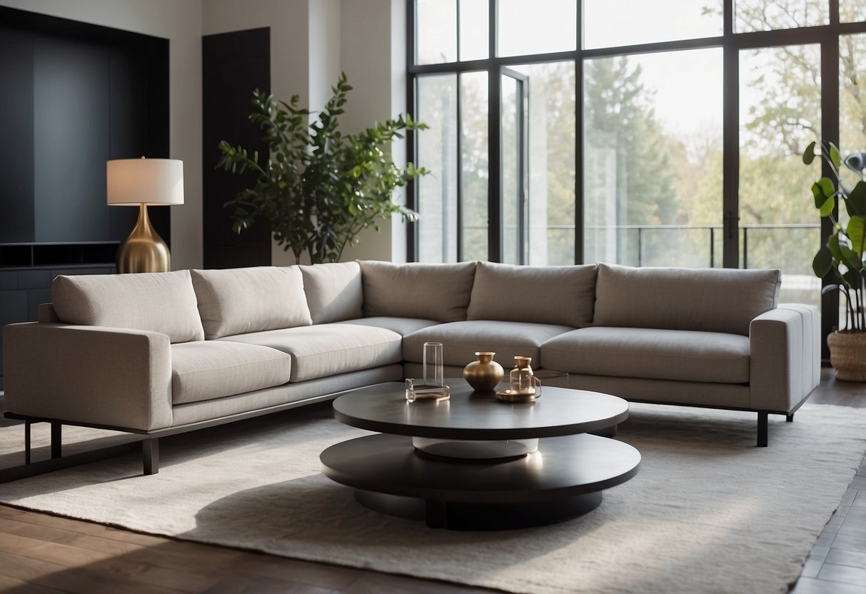 Sleek furniture arranged in a modern living room with clean lines and minimalistic design