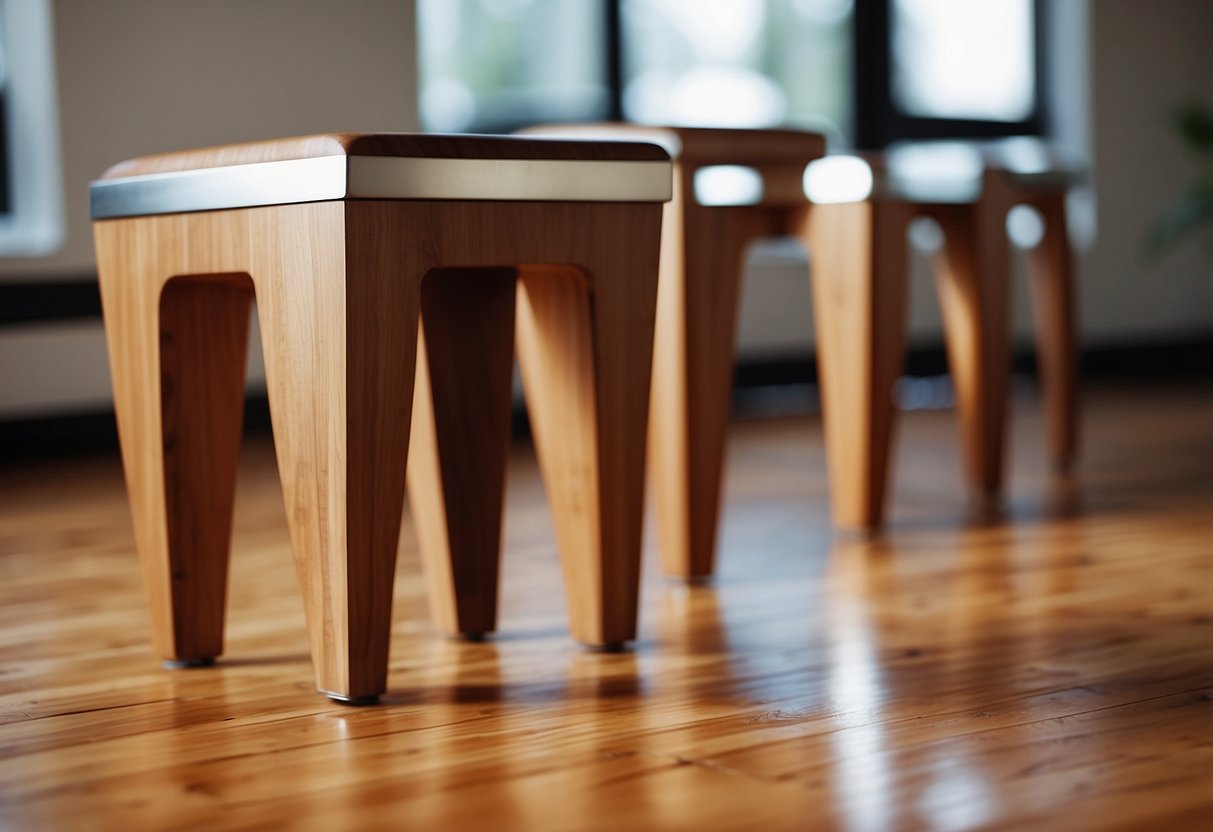 Four square furniture legs stand sturdy on a polished wooden floor