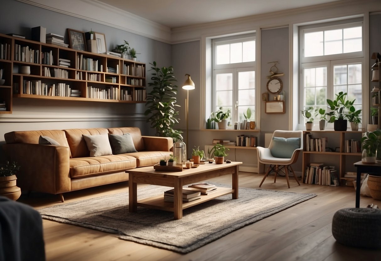 A room filled with various furniture pieces from the Sweet Home 3D library, arranged in a cozy and inviting manner