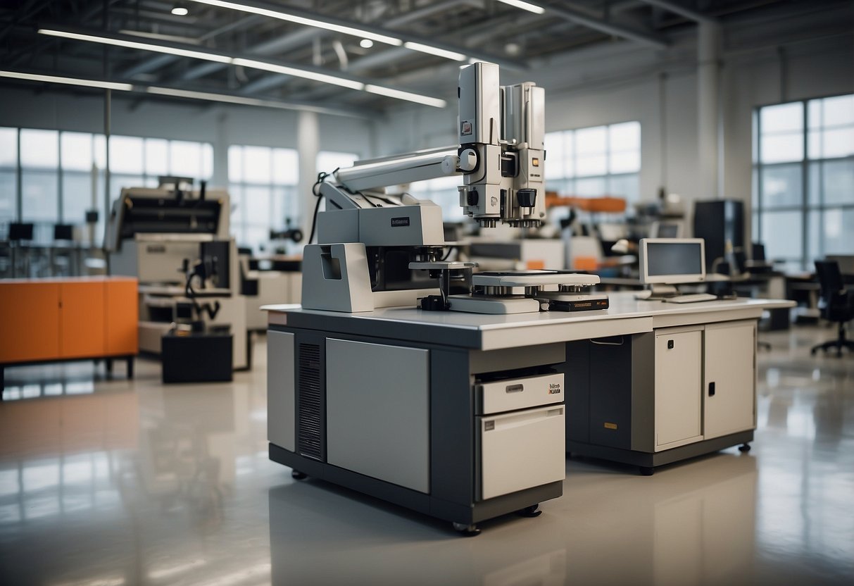 Machinery hums as Herman Miller furniture is crafted, with a world map in the background showcasing the company's global presence