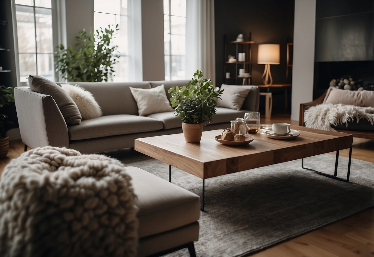A cozy living room with a modern sofa, elegant coffee table, and stylish armchair, all from our Collections romeos furniture